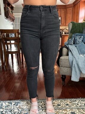 High-Rise Black Distressed Skinny Jeans